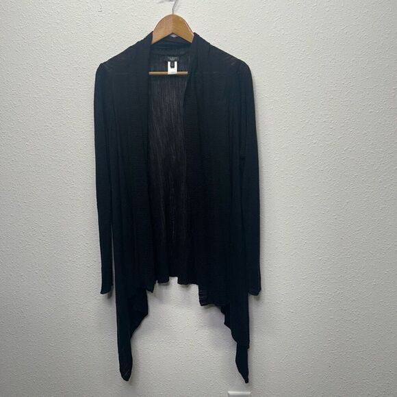 Talbots Women's Linen Viscose Long Sleeve Open Front Knit Black Cardigan Size 1X - Picture 1 of 13